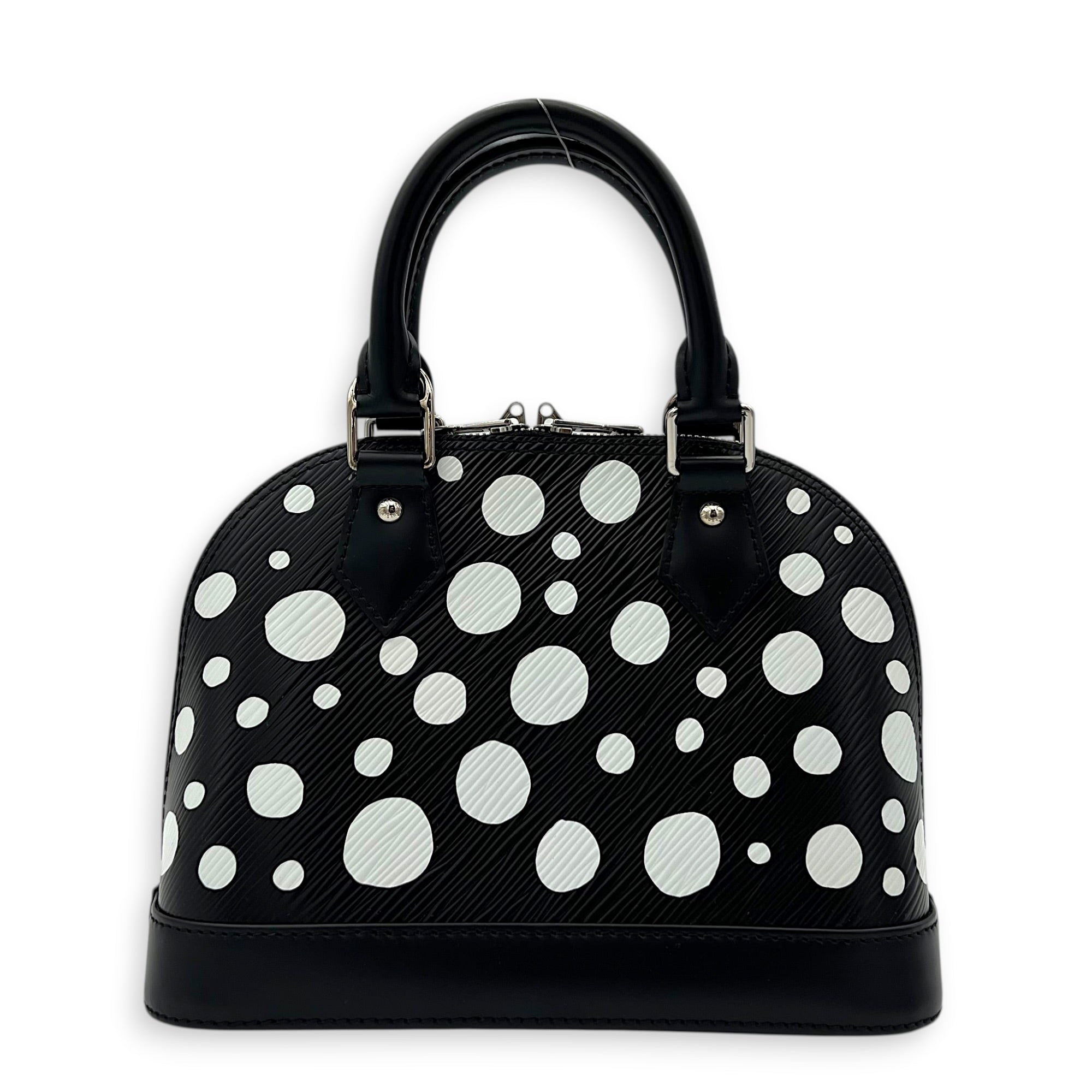 x Yayoi Kusama Alma Black Top Handle Bag in Epi Leather, Silver hardware