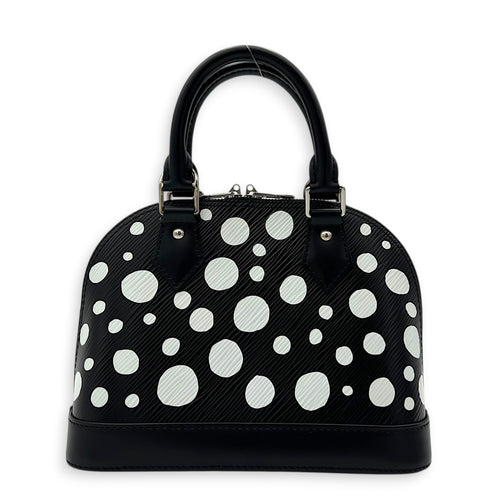 x Yayoi Kusama Alma Black Top Handle Bag in Epi Leather, Silver hardware