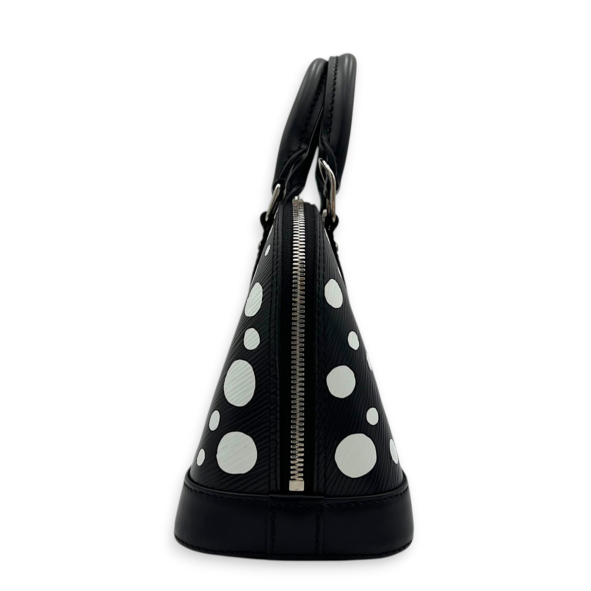 x Yayoi Kusama Alma Black Top Handle Bag in Epi Leather, Silver hardware