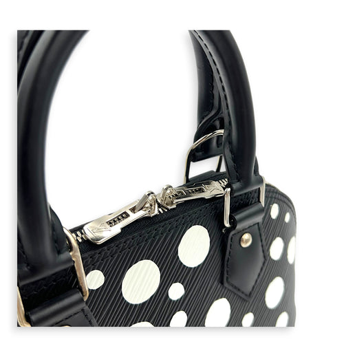 x Yayoi Kusama Alma Black Top Handle Bag in Epi Leather, Silver hardware