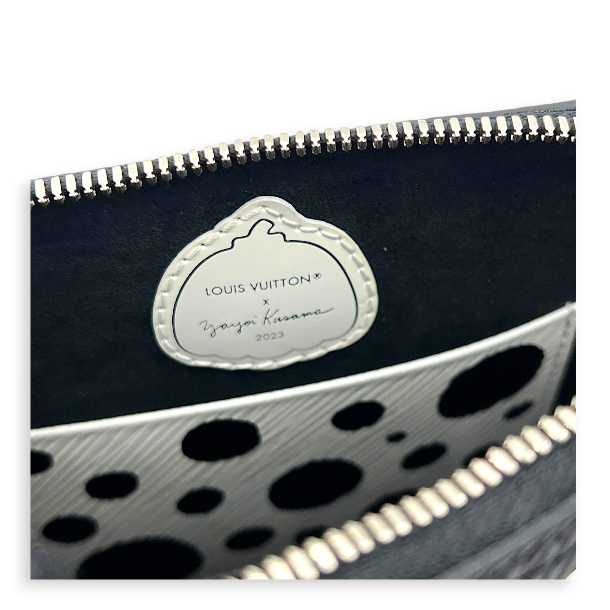 x Yayoi Kusama Alma Black Top Handle Bag in Epi Leather, Silver hardware