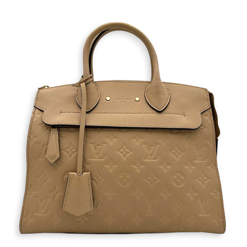 Pont Neuf Top Handle Bag Beige in Empreinte Leather, Gold hardware