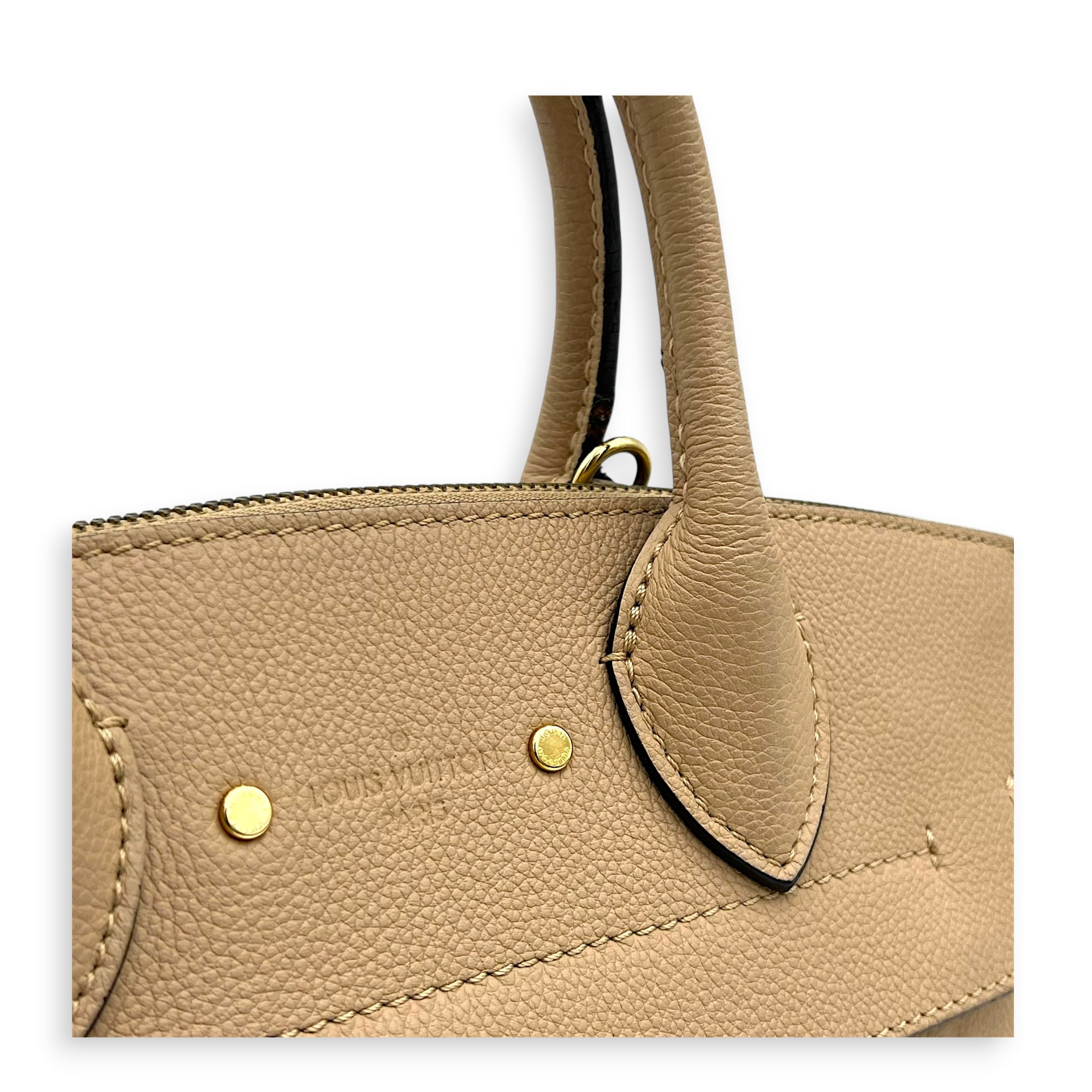 Pont Neuf Top Handle Bag Beige in Empreinte Leather, Gold hardware