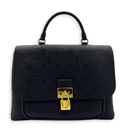 Marignan Top Handle Bag Blue in Empreinte Leather, Gold hardware