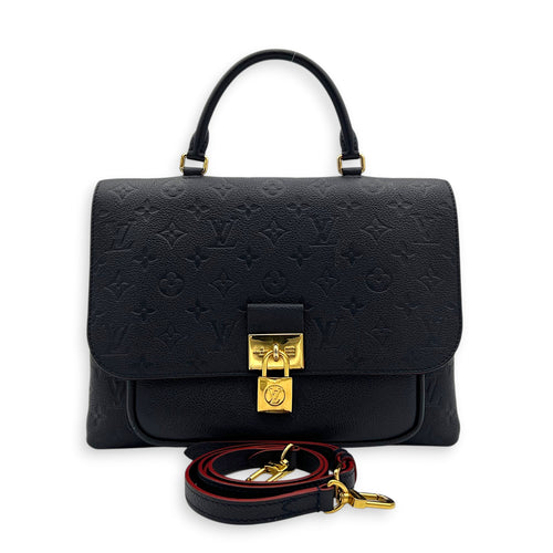 Marignan Top Handle Bag Blue in Empreinte Leather, Gold hardware