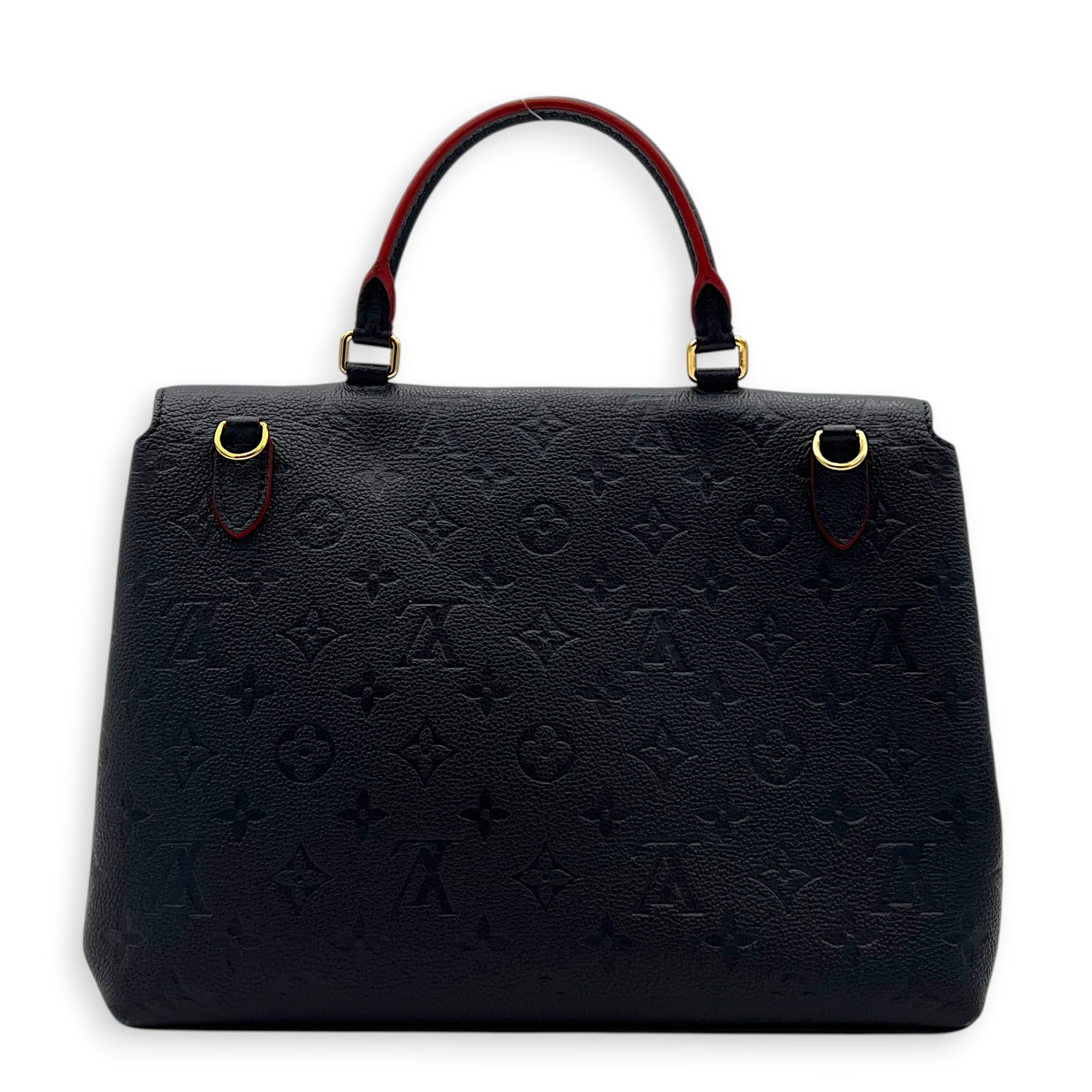 Marignan Top Handle Bag Blue in Empreinte Leather, Gold hardware