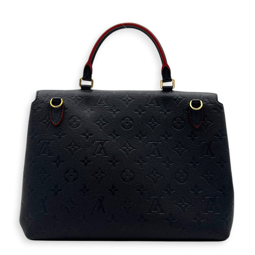 Marignan Top Handle Bag Blue in Empreinte Leather, Gold hardware