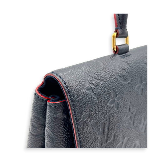 Marignan Top Handle Bag Blue in Empreinte Leather, Gold hardware