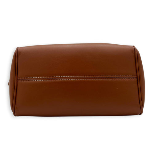 Triomphe Drawstring Top Handle Bag Brown in Calfskin, Gold hardware
