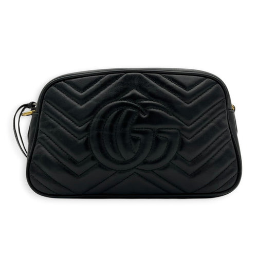 GG Marmont Shoulder Bag Black in Calfskin, Gold hardware