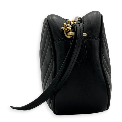 GG Marmont Shoulder Bag Black in Calfskin, Gold hardware