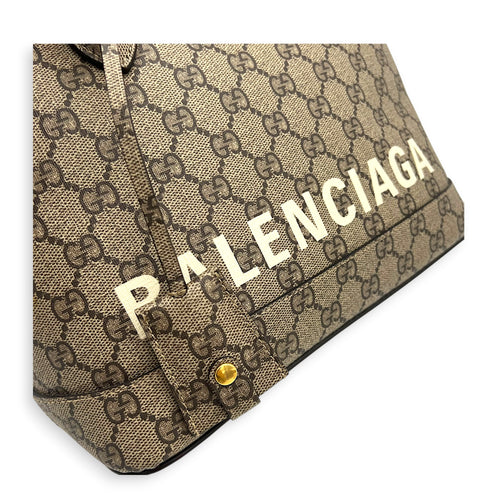 The Hacker Project Ville Brown Top Handle Bag in Coated Canvas, Gold hardware