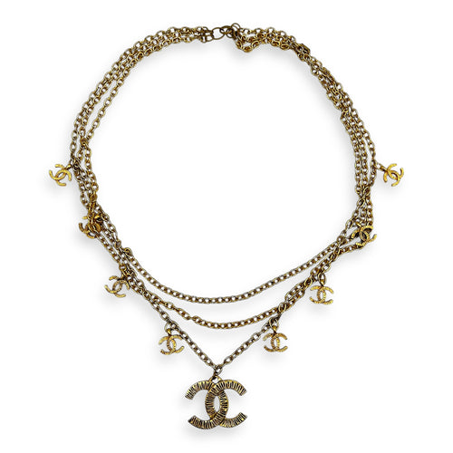 Vintage 9 Motif Charms Necklace Gold in 24K Gold, Gold hardware