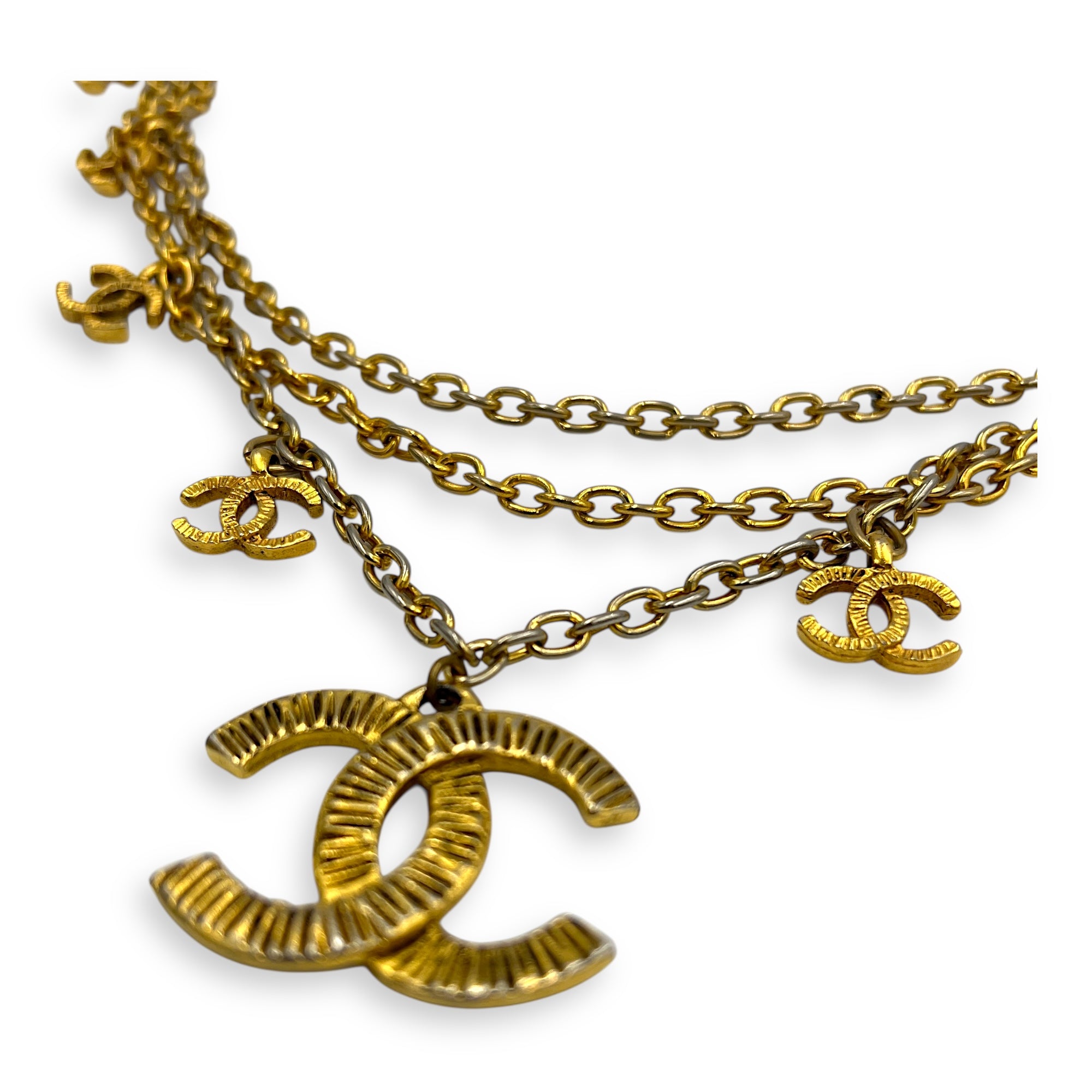 Vintage 9 Motif Charms Necklace Gold in 24K Gold, Gold hardware