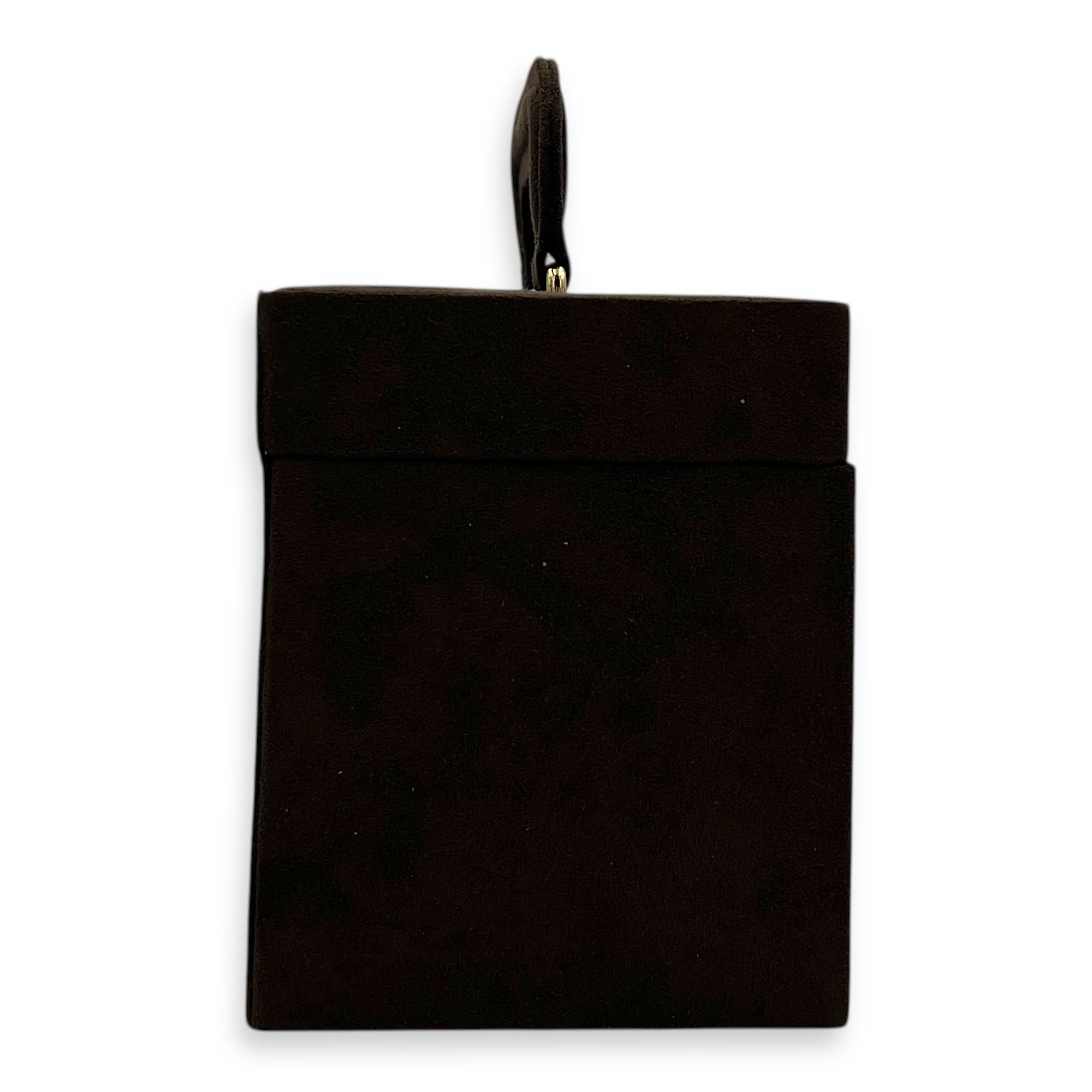 Jewellery Case Vanity Top Handle Bag Brown in Suede Leather, Gold hardware