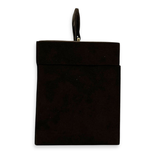 Jewellery Case Vanity Top Handle Bag Brown in Suede Leather, Gold hardware
