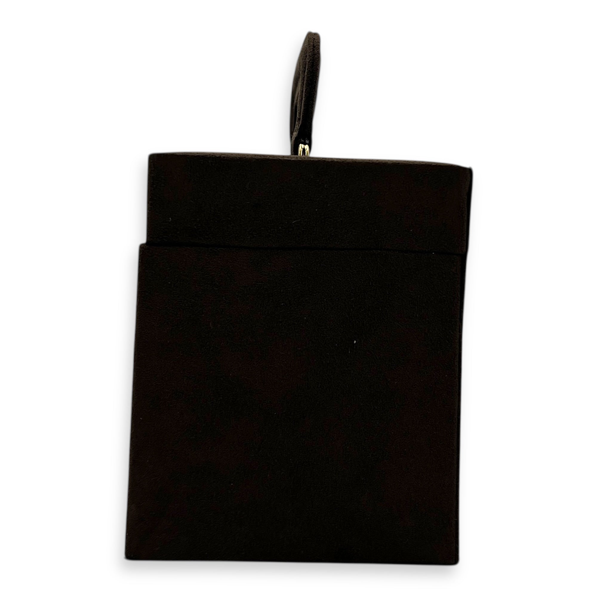 Jewellery Case Vanity Top Handle Bag Brown in Suede Leather, Gold hardware