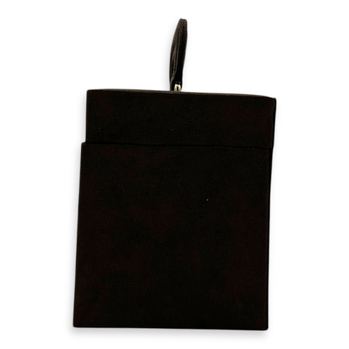 Jewellery Case Vanity Top Handle Bag Brown in Suede Leather, Gold hardware