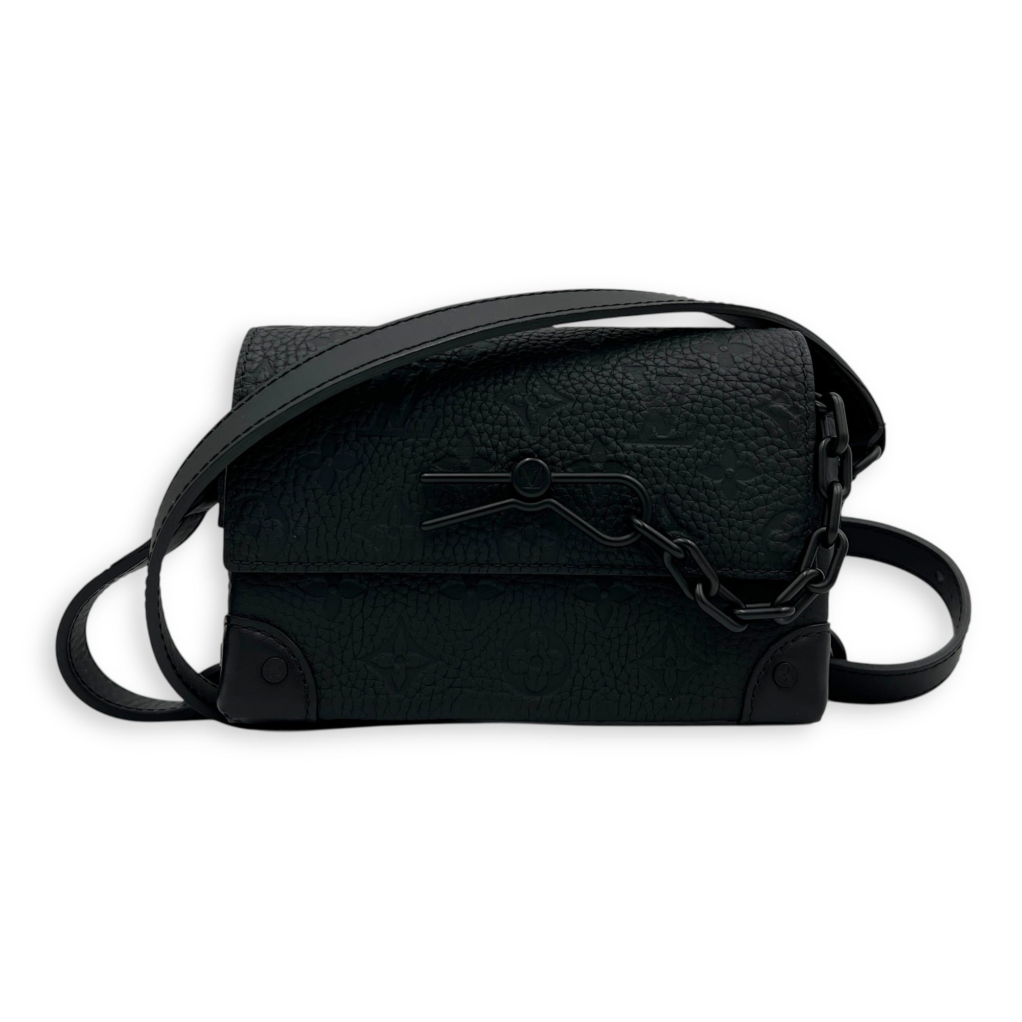Steamer Black Crossbody Bag in Empreinte Leather, Black hardware