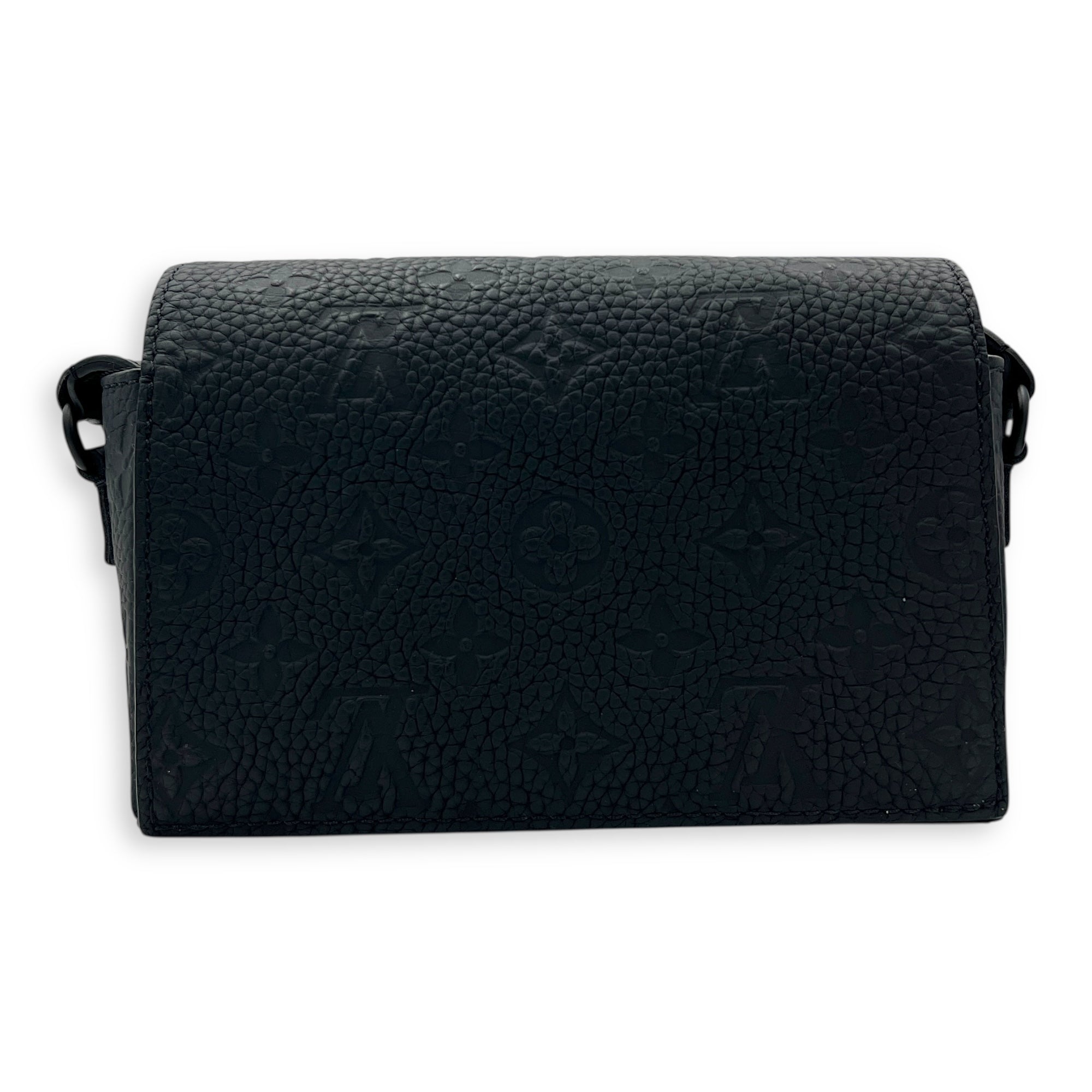 Steamer Black Crossbody Bag in Empreinte Leather, Black hardware