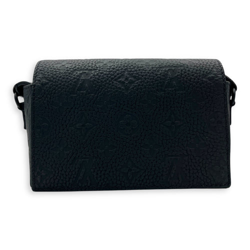 Steamer Black Crossbody Bag in Empreinte Leather, Black hardware