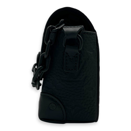 Steamer Black Crossbody Bag in Empreinte Leather, Black hardware