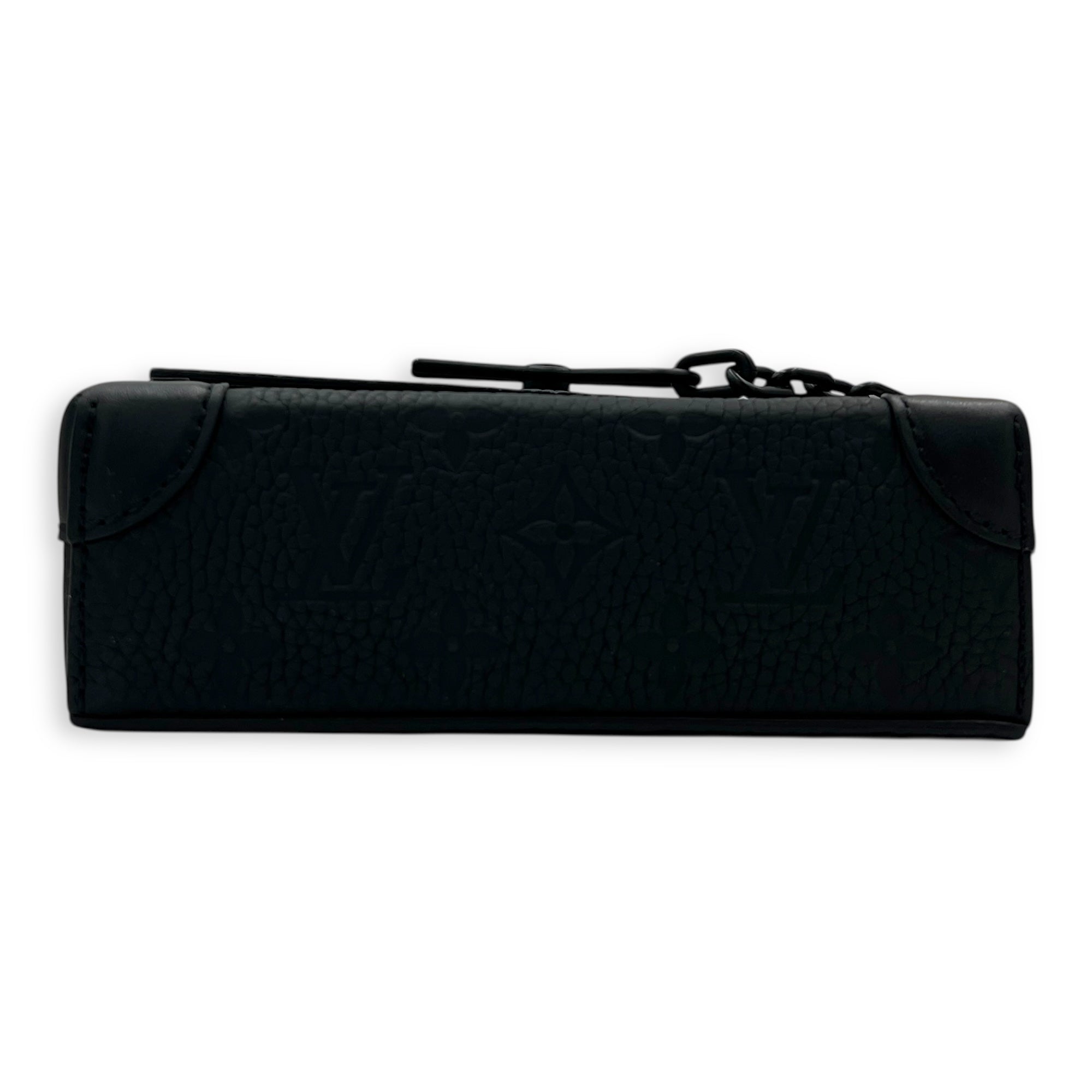 Steamer Black Crossbody Bag in Empreinte Leather, Black hardware
