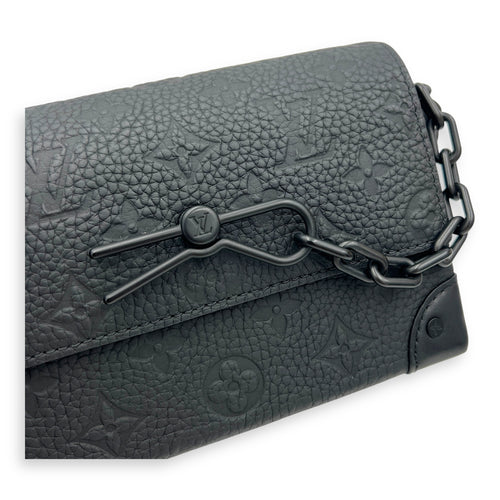 Steamer Black Crossbody Bag in Empreinte Leather, Black hardware