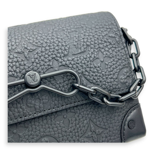 Steamer Black Crossbody Bag in Empreinte Leather, Black hardware
