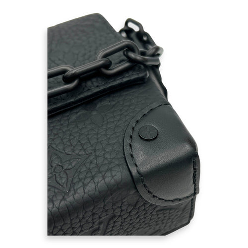 Steamer Black Crossbody Bag in Empreinte Leather, Black hardware