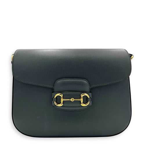 Horsebit 1955 Messenger Grey in Calfskin, Gold hardware