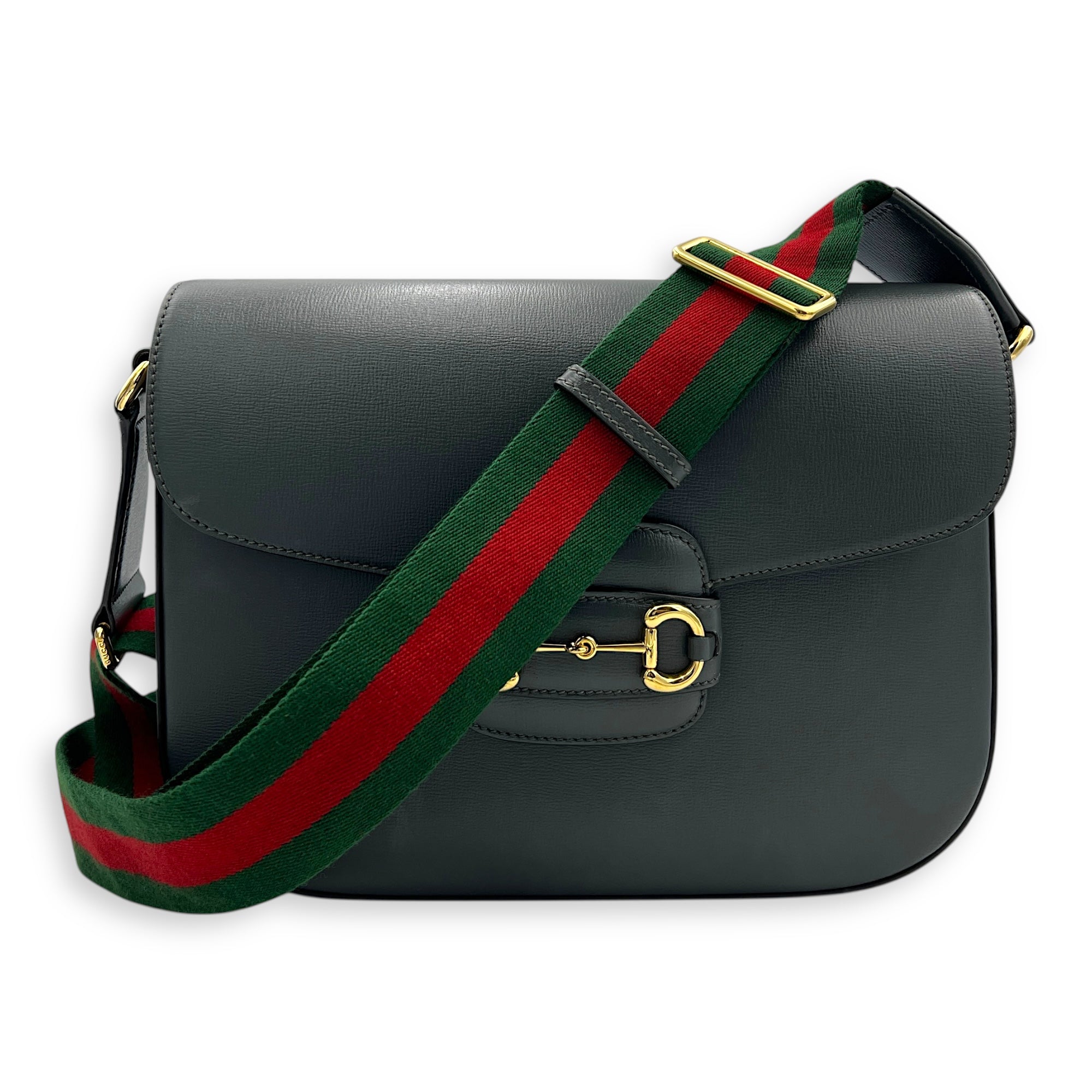 Horsebit 1955 Messenger Grey in Calfskin, Gold hardware