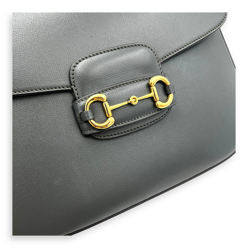 Horsebit 1955 Messenger Grey in Calfskin, Gold hardware