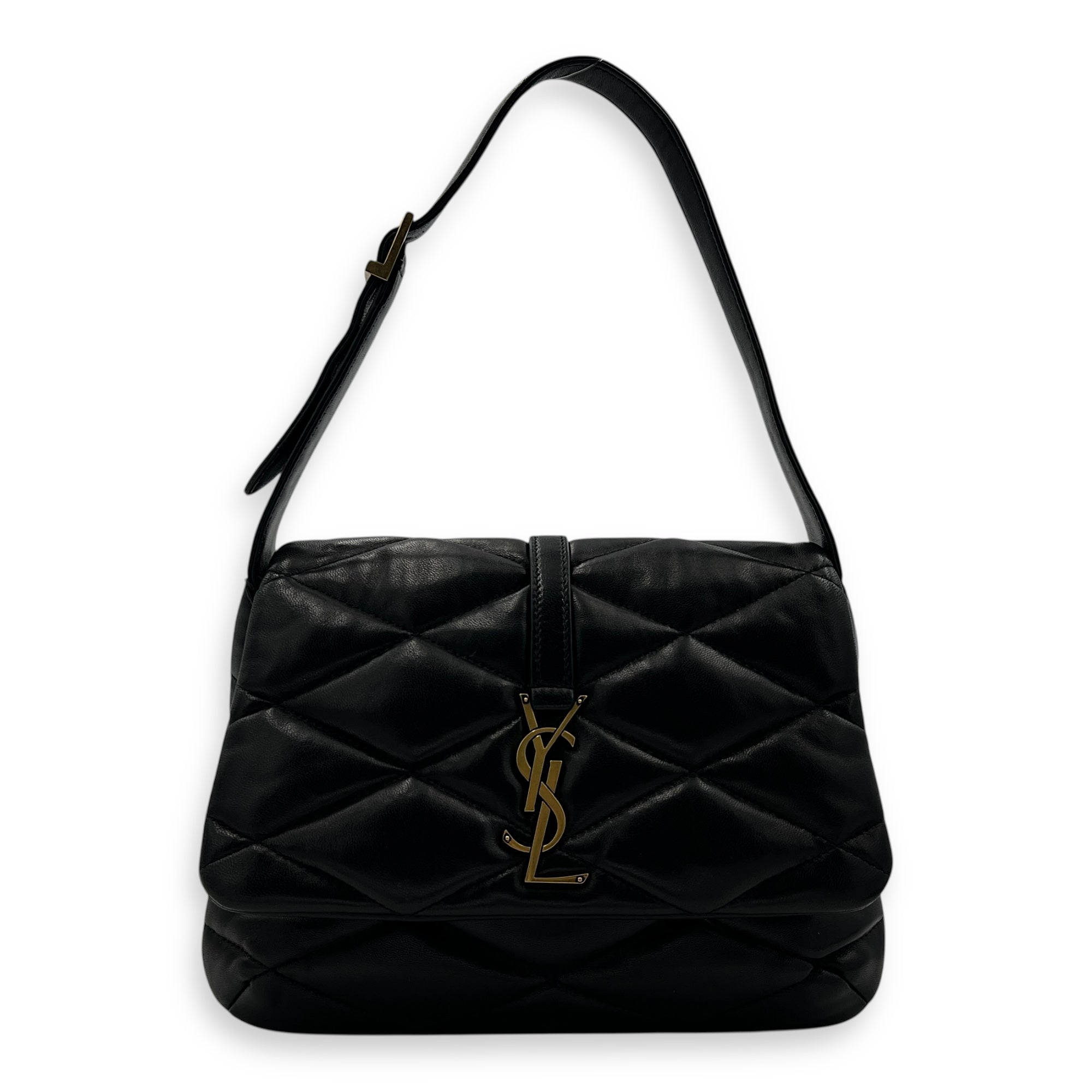 Le 5 A 7 Shoulder Bag Black in Lambskin, Gold hardware