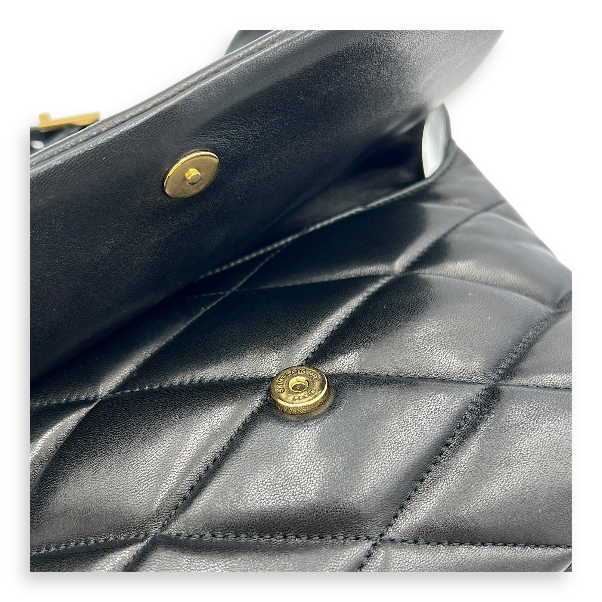 Le 5 A 7 Shoulder Bag Black in Lambskin, Gold hardware