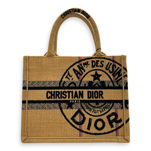 Book Tote Top Handle Bag Small Brown in Jute