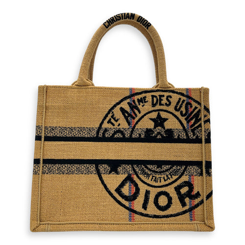 Book Tote Top Handle Bag Small Brown in Jute