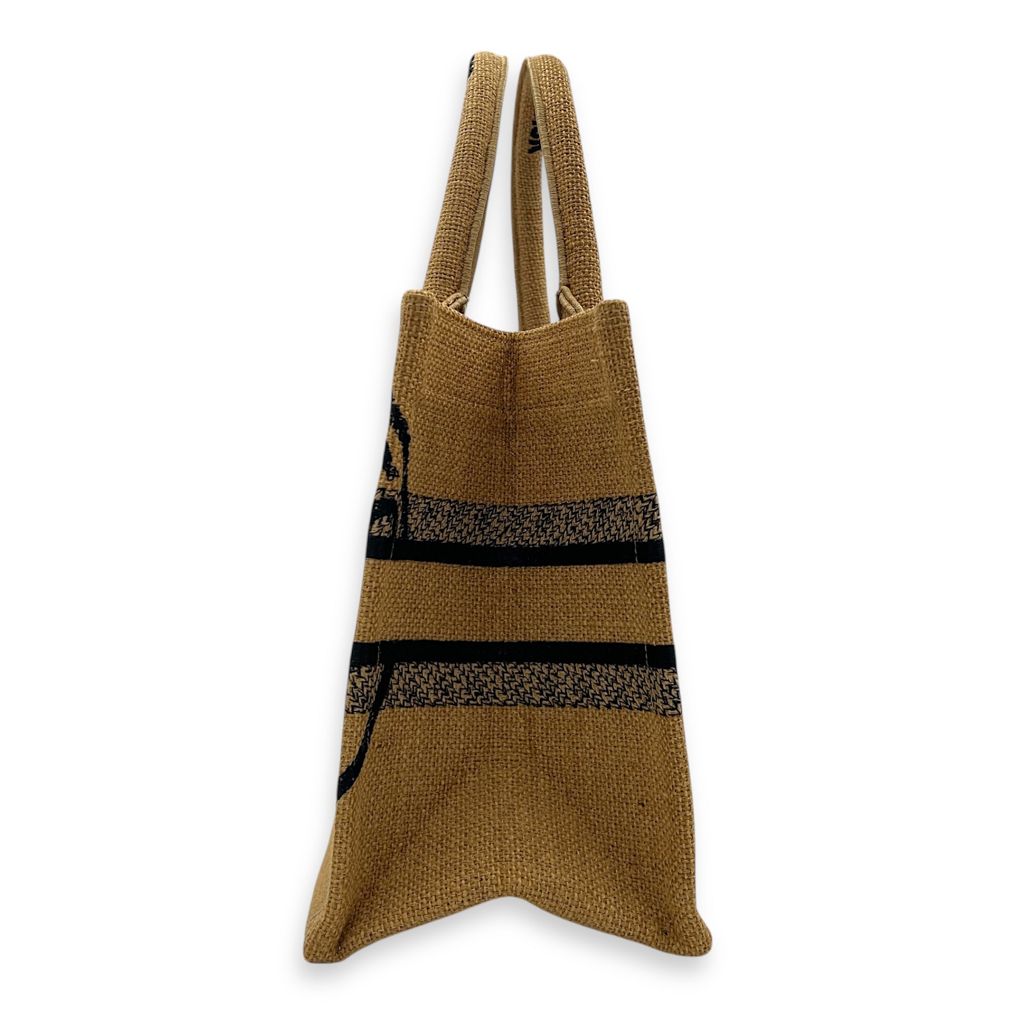 Book Tote Top Handle Bag Small Brown in Jute