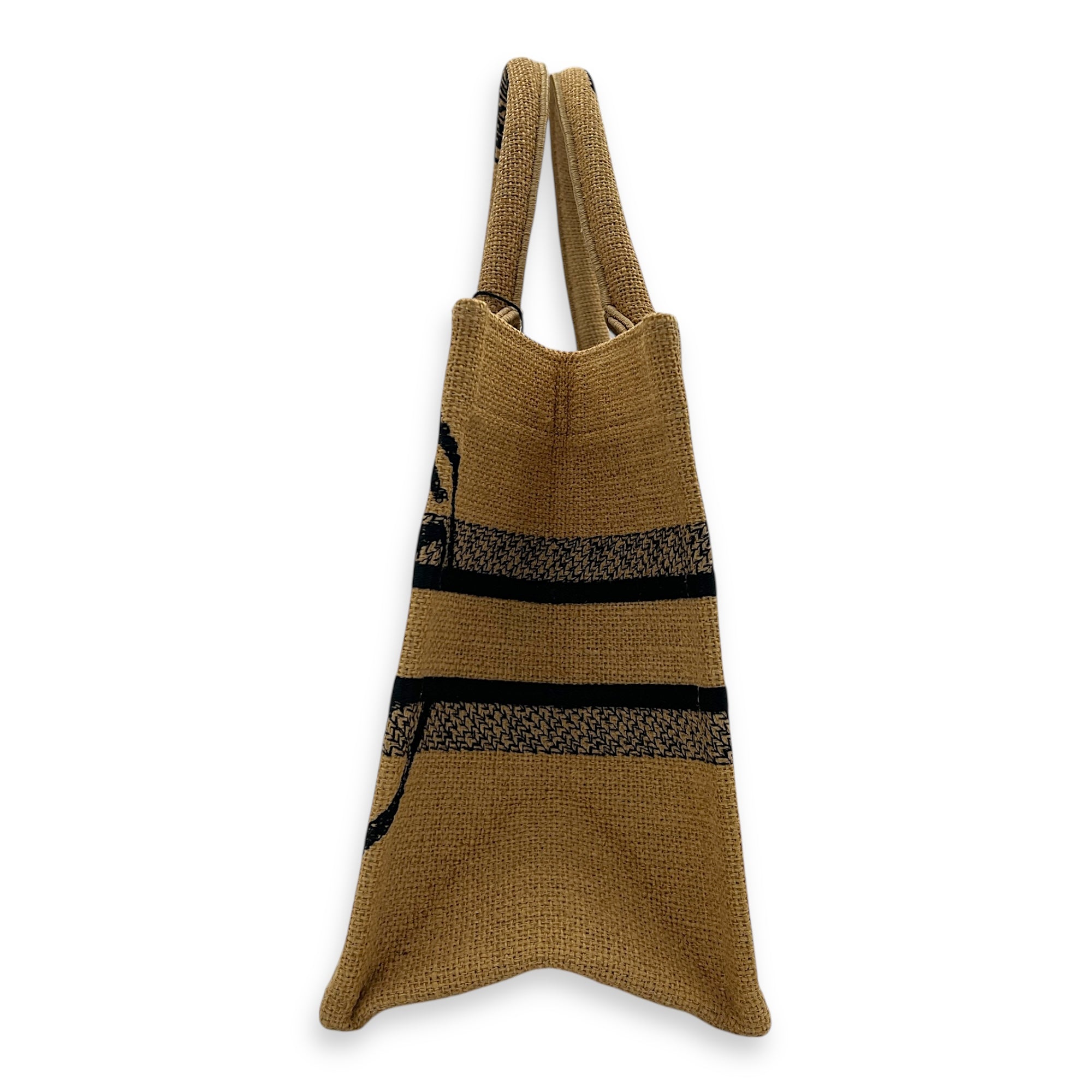 Book Tote Top Handle Bag Small Brown in Jute