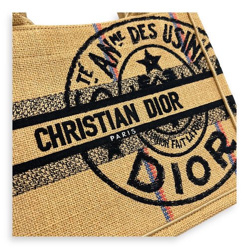 Book Tote Top Handle Bag Small Brown in Jute