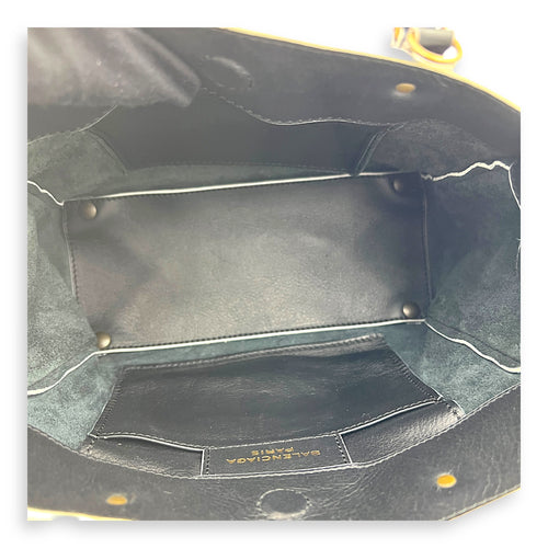 Papier Top Handle Bag Black with White Trim in Calfskin, Ruthenium hardware