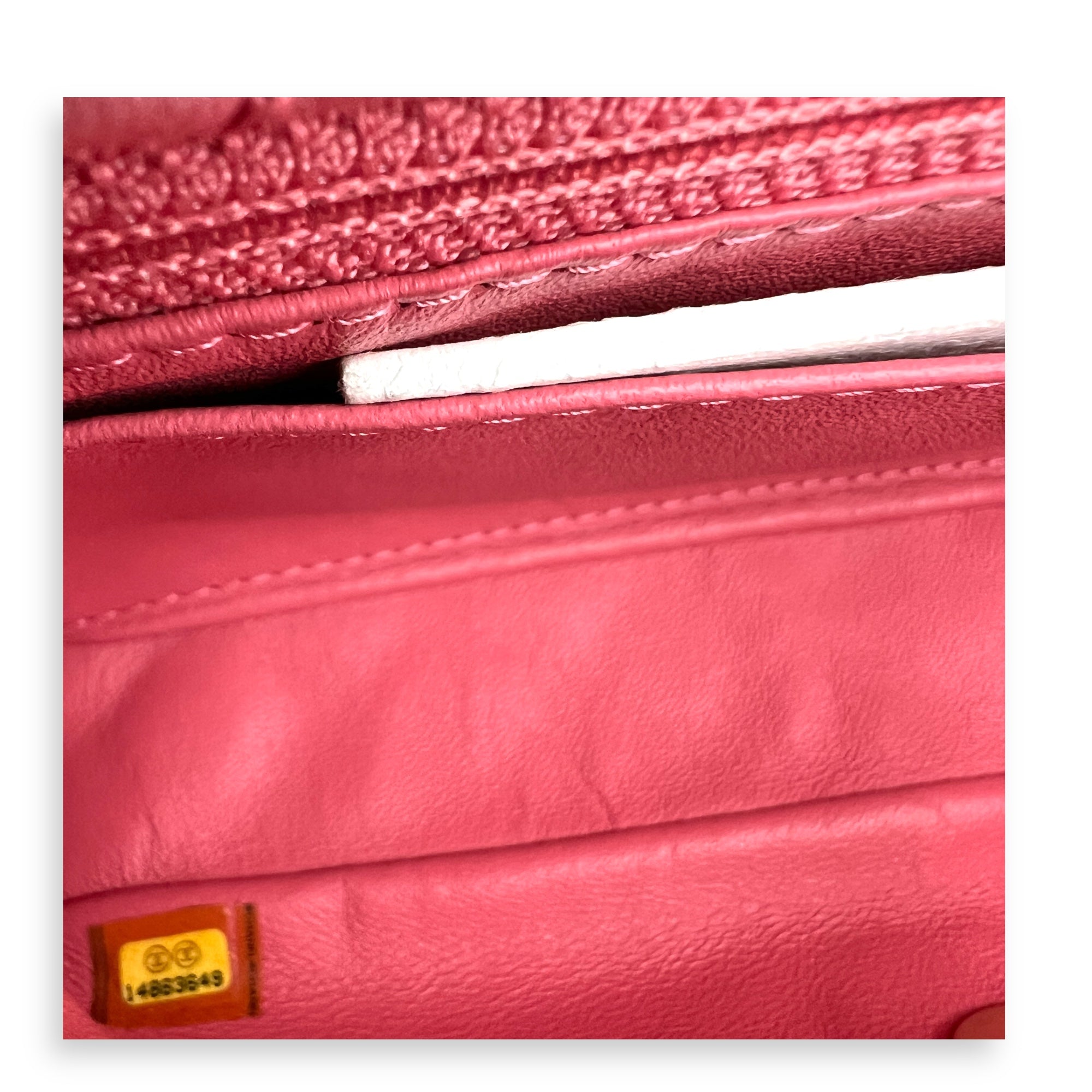 Precious Jewel Single Flap Pink Shoulder Bag in Calfskin, Gold hardware