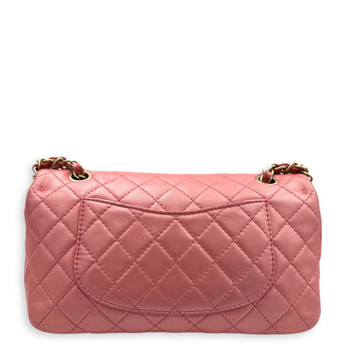 Precious Jewel Single Flap Pink Shoulder Bag in Calfskin, Gold hardware