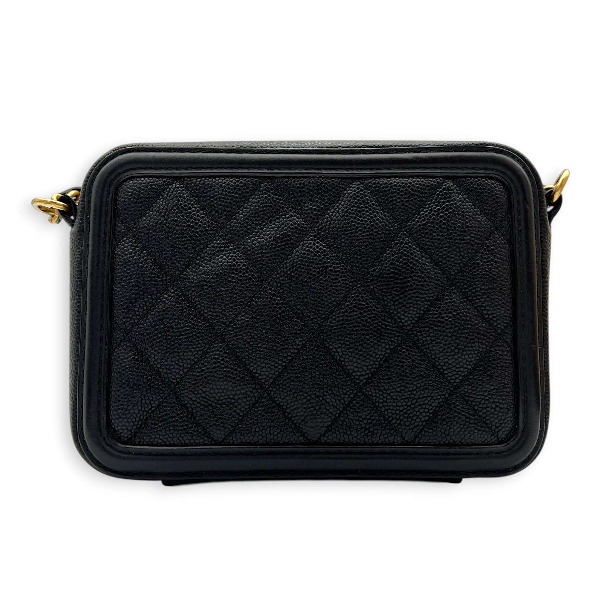 Filigree Shoulder Bag Black in Caviar Leather, Gold hardware