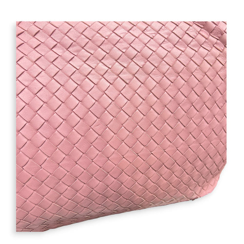 Intrecciato Shoulder Bag Pink in Lambskin, Ruthenium hardware