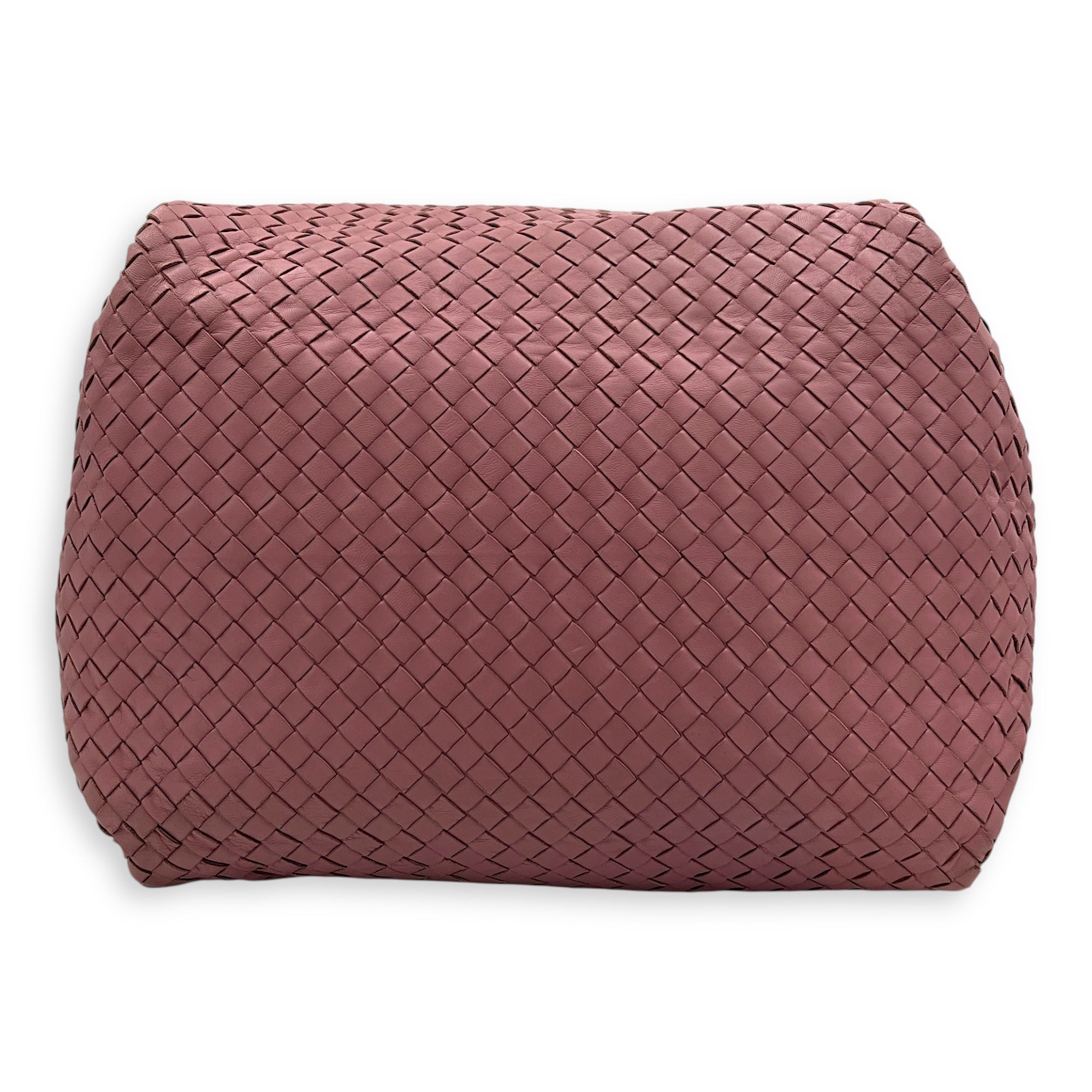 Intrecciato Shoulder Bag Pink in Lambskin, Ruthenium hardware
