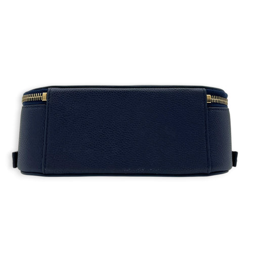 Chic Affinity Top Handle Bag Blue in Caviar Leather, Gold hardware