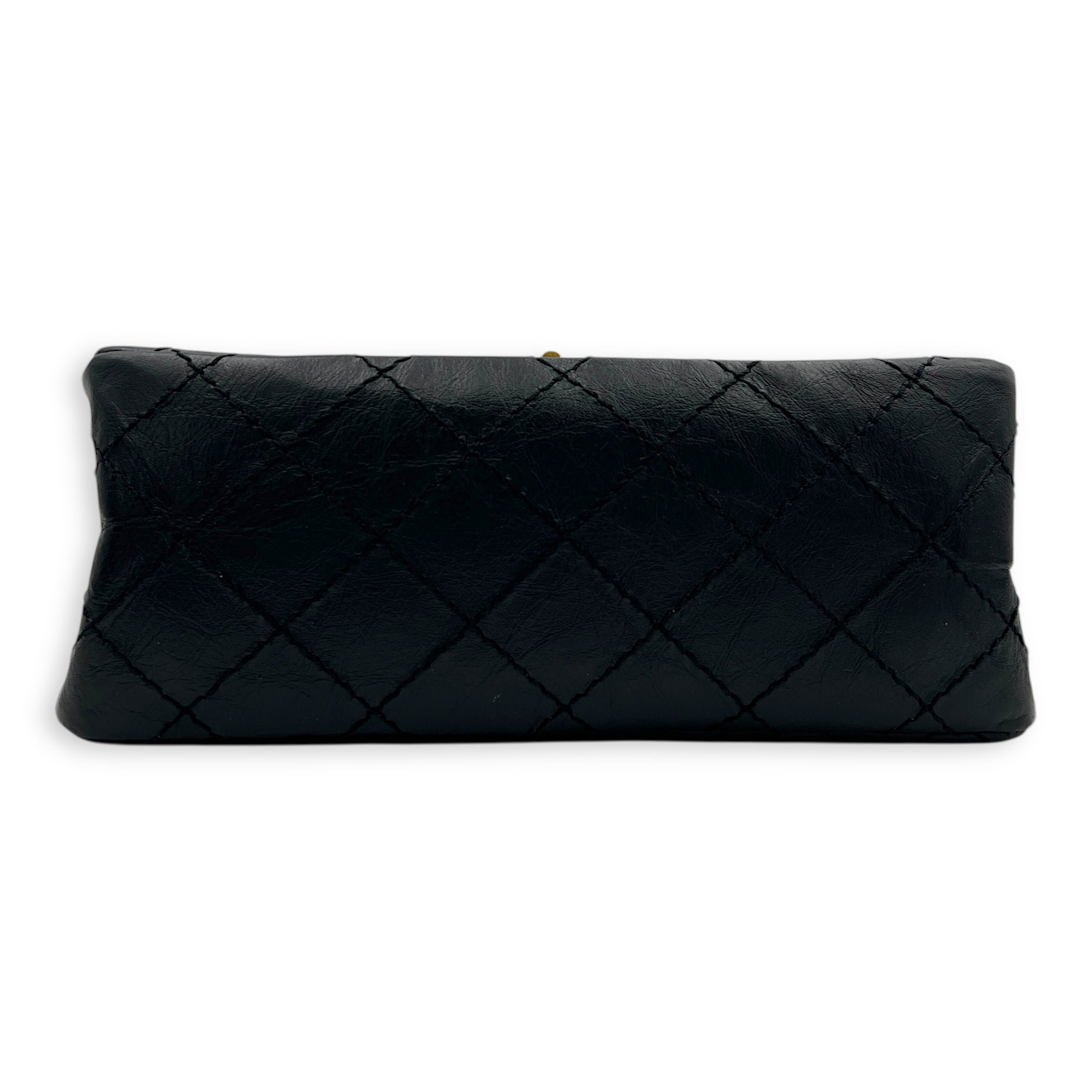 2.55 Shoulder Bag Small Black in Calfskin, Gold hardware