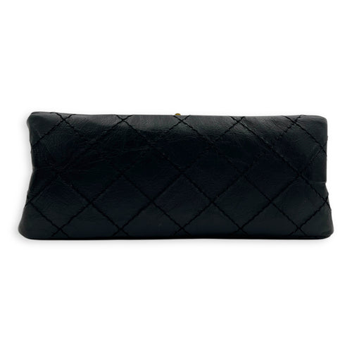 2.55 Shoulder Bag Small Black in Calfskin, Gold hardware