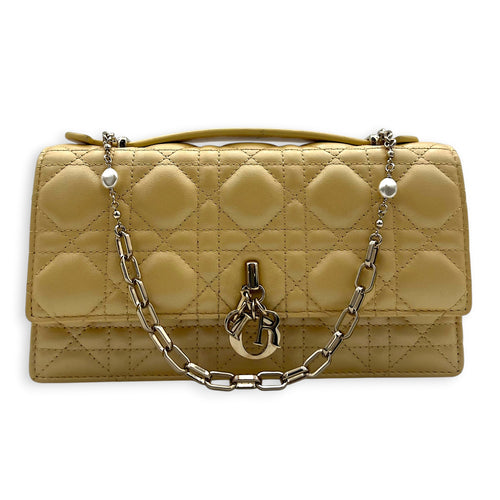 My Dior Metallic Yellow Shoulder Bag in Lambskin, Silver hardware